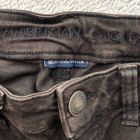 American Eagle Womens Jeans Size 4 Distressed Skinny Jeggings Brown Classic - Picture 9 of 16